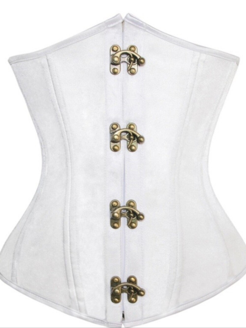 NEW White Amelie Waist Trainer Underbust Corset w/ Brass Clasps 2XL (U.S. Large)